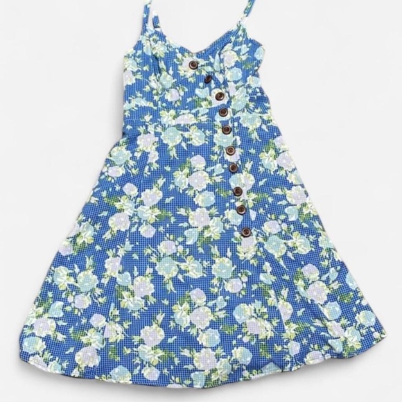 ModCloth Blue Floral Button Front Midi Dress Cottagecore L - Picture 2 of 4